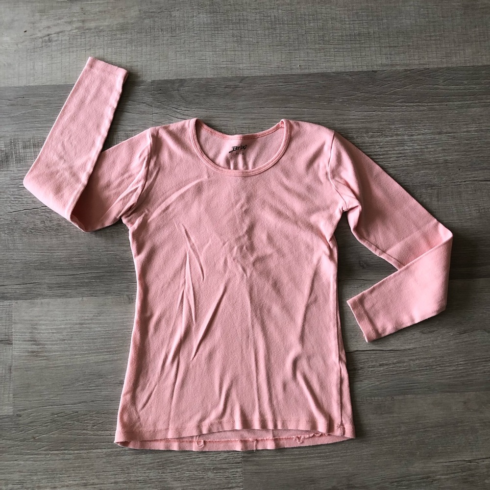 Pink Long Sleeve Crew Neck T-Shirt. Girls large